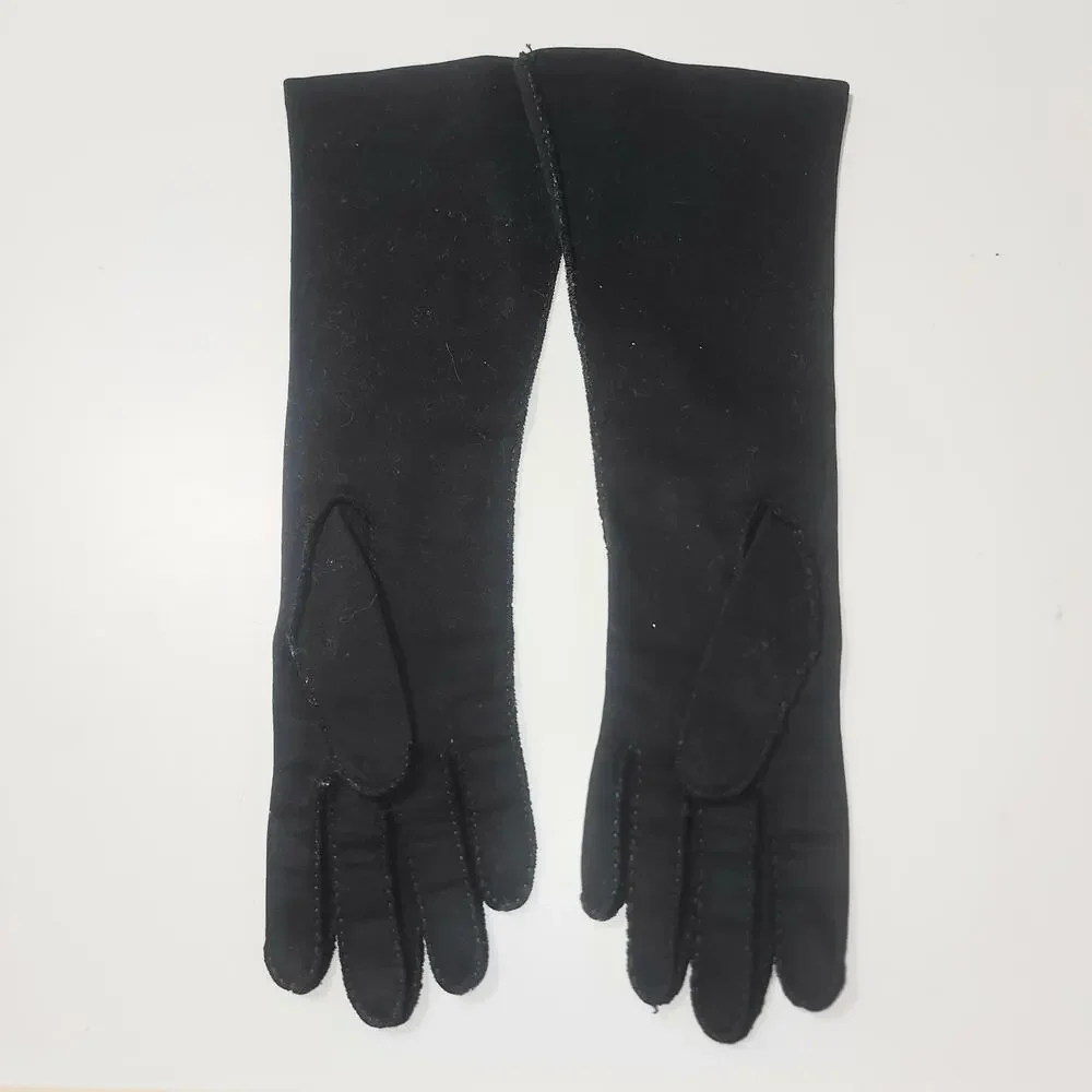 Vintage Wear-right duplex suede gloves Size 6.5 Black